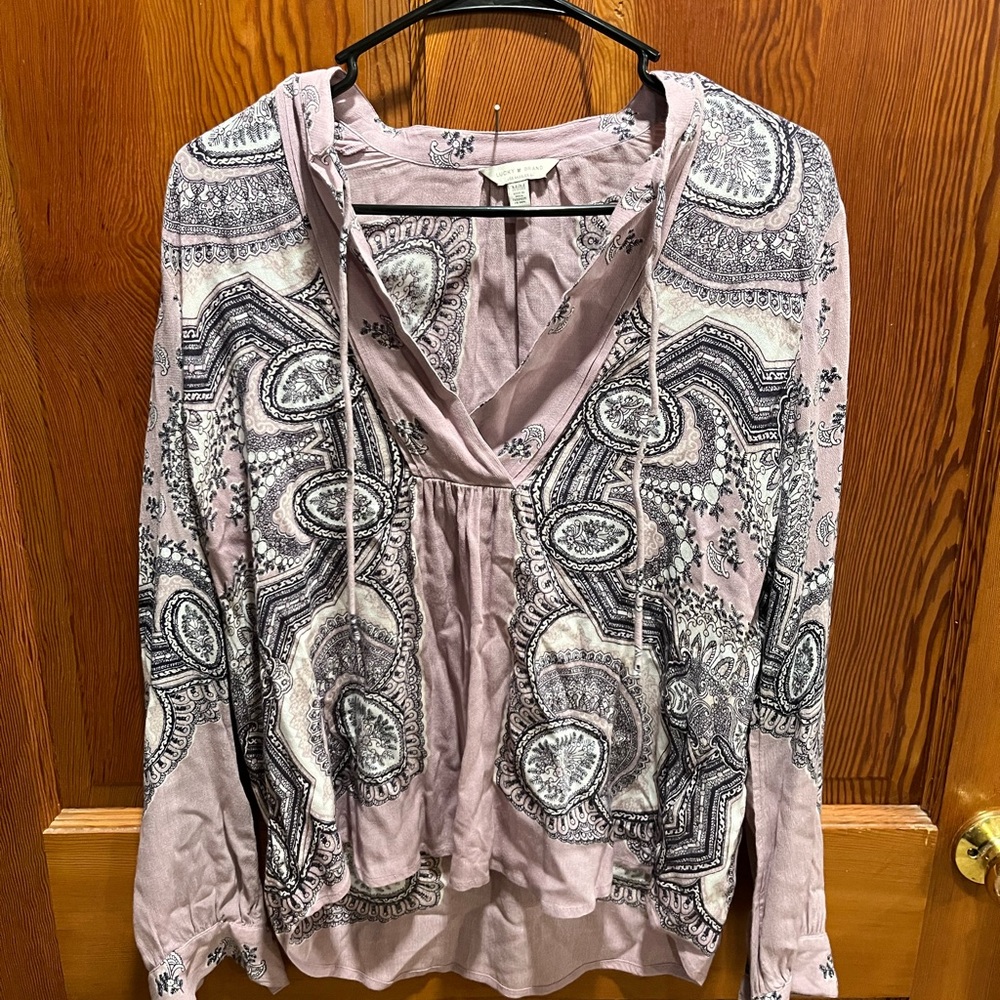 Lucky Brand Blouse with Pink and Gray Paisley - Picture 3 of 4